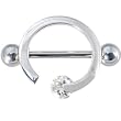 Sterling Silver 925 Circular Clear Crystal Spinner Nipple Shield