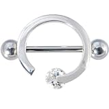 Sterling Silver 925 CIRCULAR Clear Crystal Spinner Nipple Shield