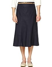 Classic Collection Pure Linen Panelled Skirt with Belt