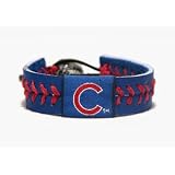 MLB Baseball Team Colors Leather Baseball Wristband - Chicago Cubs