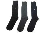 Polo Ralph Lauren Set of Three Men's Dress Socks- Multi - Slightly Ribbed (Black, Grey, Navy) (Size 10-13)