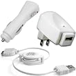 Combo of Retractable USB Data Cable + Home Charger Adapter & Car Charger Adapter for Apple iPod Nano 3rd Generation