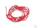 Red Suede Kabbalah String Bracelet with Lucky Eyes