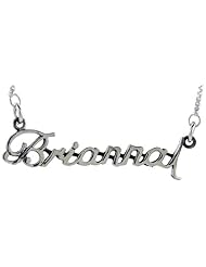 Sterling Silver BRIANNA Name Necklace 3/8 inch, 17 inches long