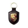 Porsche Crest Black Leather Key Chain