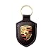 Porsche Crest Black Leather Key Chain