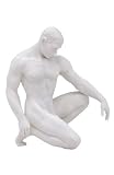 6.5 inch All White Bisque Porcelain Squatting Nude Male 085