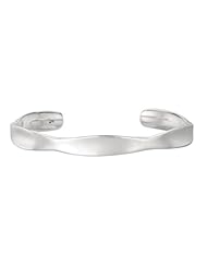 Silver With Rhodium Finish Shiny Fancy Cuff Bangle