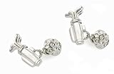 Sterling silver golf bag, golf clubs and golf ball cufflinks with presentation box. Made in the USA