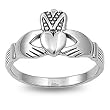 Sterling Silver Ring - Claddagh - 2mm Band Width and 11mm Face Height in Sizes: 4-10