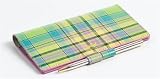 Apple Green Pink Baekgaard Tartan Brights Checkbook Cover & Pen, Genuine Leather