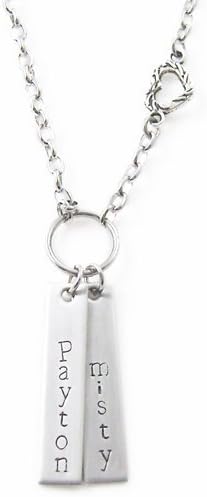 Alluring Hand stamped custom Heart Link &amp; Two Name Necklace - Personalized {Stainless Steel}