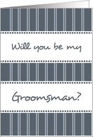 Grey and White Stripes Groomsman Invitation Card Card