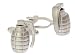 Rhodium plated brushed finish hand grenade cufflinks with presentation box