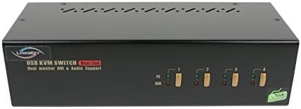 Linkskey 4-Port Dual Monitor Dual Link 2560x1600 USB Audio &amp; Microphone KVM Switch with Cables (LDV-DM224AUSK)