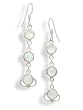 3-Stone Rainbow Moonstone Sterling Silver Hook Earrings