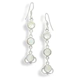 3-Stone Rainbow Moonstone Sterling Silver Hook Earrings