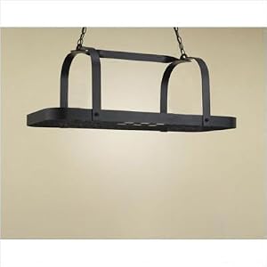 Baker Rectangular Pot Rack Finish Accent: Brushed Gold Topcoat, Base Finish: Powder Coat Rust by