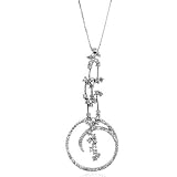 14K White Gold Diamond Swirl Drop Pendant w/ 18 Box Chain