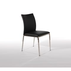 Lederstuhl 54,5x44x86,5 cm mit 4-Fu� Edelstahlgestell (schwarz)
