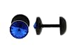 Black Bioflex Fake Plug with Blue - 16g Ear Wire - 2G Fake (Sold as Pair)