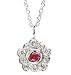 Diamond and Ruby Floral Drop Penant Necklace, 18k White Gold, 18 Chain (T.w 0.75)