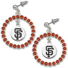 MLB Officially Licensed San Francisco Giants Earrings - Red Crystals & Logo