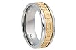 Titanium Ring with IP Yellow Gold Hammered Greek Key Center