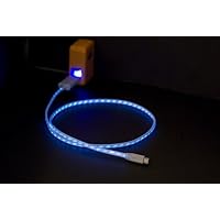 USB Sock-IT EG8140B FloWire Cable with Blue Lights for Micro USB Devices - White