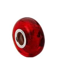 Gold and Red Murano Glass Charm for 3mm Charm Bracelets