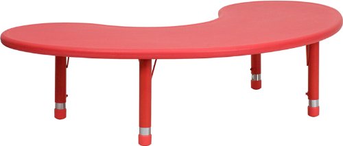 Flash 35''w X 65''l Height Adjustable Half-moon Red Plastic Activity Table
