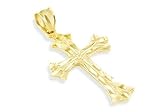 STYLISH 14k Yellow Gold Diamond Cut Cross Pendant Charm