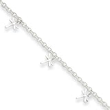 Sterling Silver Polished Dragonfly with 1in ext. Anklet Length 9