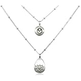 Satya Jewelry Silver Double Tiered Lotus Necklace