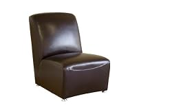 Baxton Studio Armless Leather Accent Chair, Espresso Brown