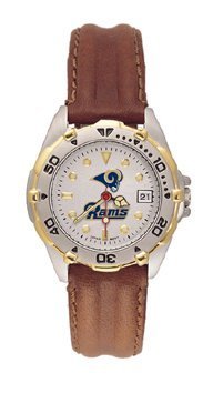 St. Louis Rams All Star Ladies Black Leather Strap Watch