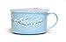 Microwavable Ceramic Noodle Bowl with Handle and Seal Fine Porcelain Sakura Snow Flake Floral Design (SkyBlue)