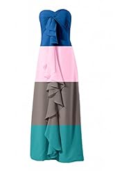 Strapless Floor Length Lace-Up  Chiffon Bridesmaid Dress  With Ruffles