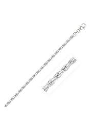3.0mm 14K White Gold Solid Diamond Cut Rope Chain