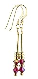Damali SPARKLE STICKS 14K Gold Dangle Earrings July Ruby Swarovski Crystal Elements are 1 1/2 Inches