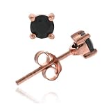 Rose Gold Vermeil (24k Gold over Sterling Silver) Genuine Sapphire Stone 4mm round circle stud Earrings