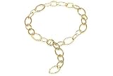 14K Yellow Gold Matte-Finish Hand-Crafted Marquise-Shaped Open Link Lariet Necklace, Enhanced with Burnish Set Diamonds.