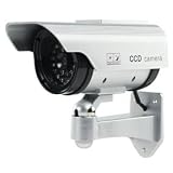 Ex-Pro&reg; Silver SOLAR Dummy / Fake CCTV Security Camera /Outdoor Camera with Solar panel with flash LED