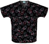 Scrubs - Cherokee 100% Cotton Sparkling Daisies Two Pocket Scrub Top