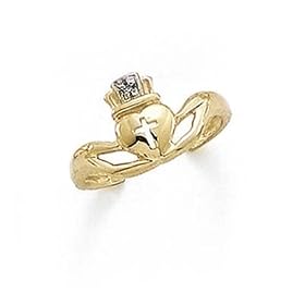 14k Claddagh Diamond Toe Ring by JewelryWeb