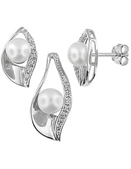 Sterling Silver and Freshwater Pearl Earring and Pendant Set