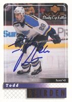 Todd Reirden, St. Louis Blues, 2000 Upper Deck MVP Stanley Cup Edition Autographed Card