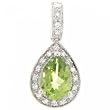 Solid 14KT White Gold Dangle Peridot Diamond Pendant