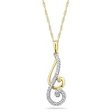 10k Yellow Gold Diamond French Curve Pendant (1/6 cttw, I-J Color, I2-I3 Clarity), 18