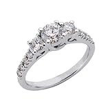 14k White 3 Stone 1.25 Ct Diamond Engagement Ring - Size 7.0